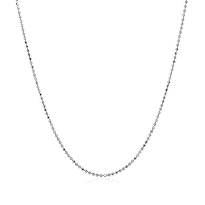 14k White Gold Diamond Cut Bead Chain (0.90 mm) - DestGlow