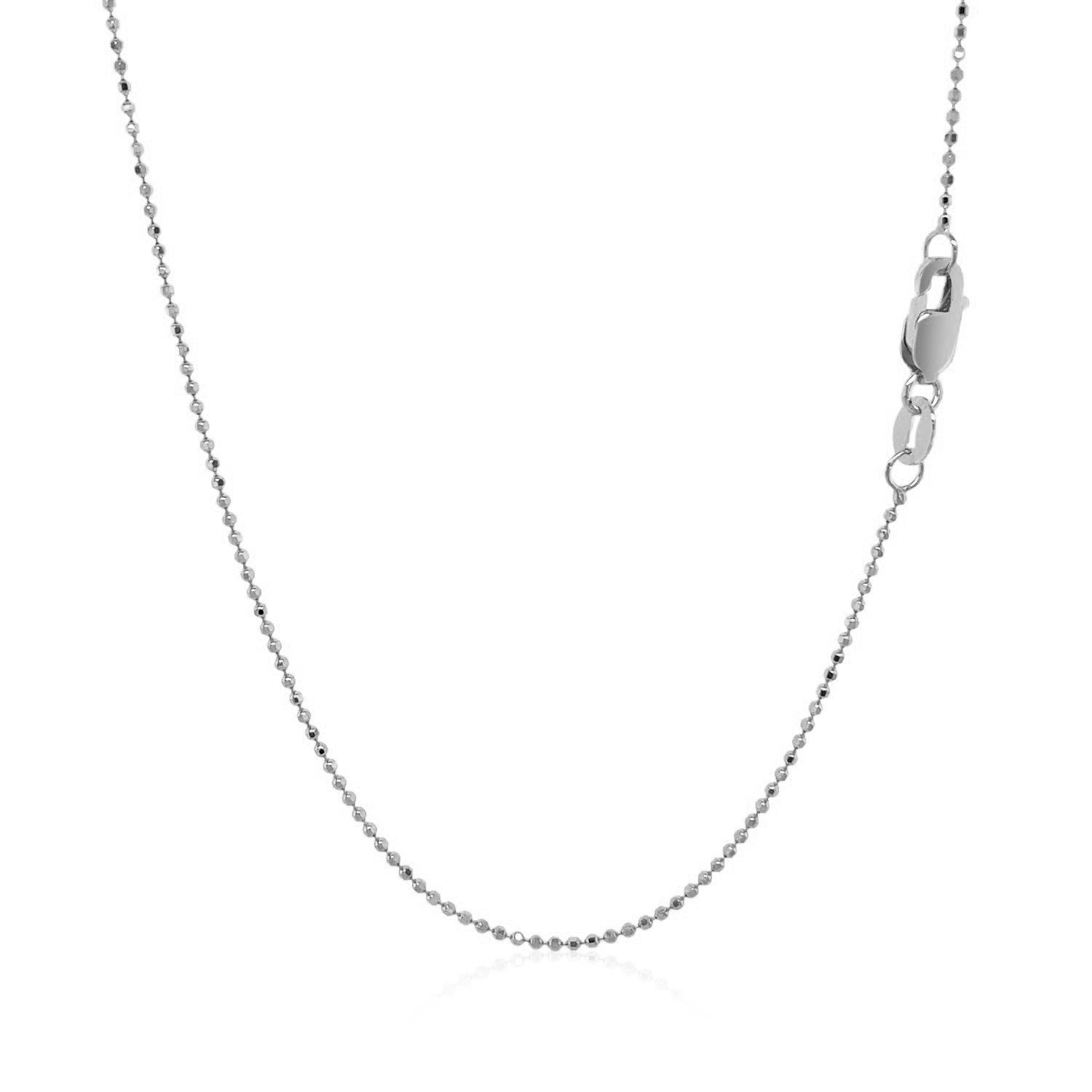 14k White Gold Diamond Cut Bead Chain (0.90 mm) - DestGlow