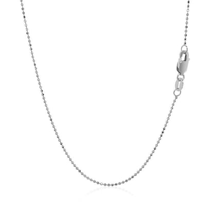 14k White Gold Diamond Cut Bead Chain (0.90 mm) - DestGlow