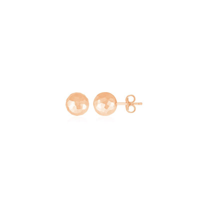 14k Rose Gold Ball Earrings with Faceted Texture by Bids.com