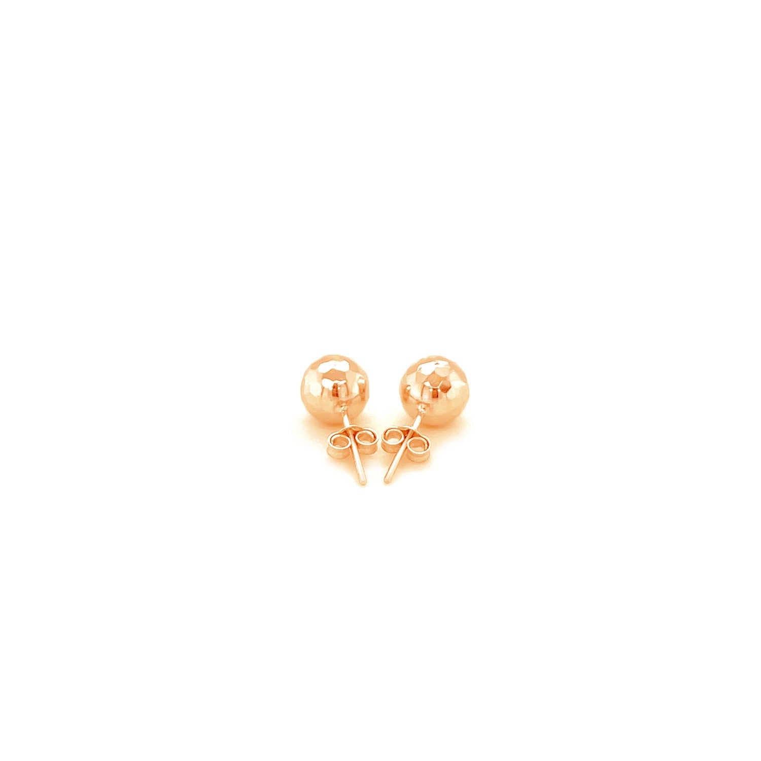14k Rose Gold Ball Earrings with Faceted Texture by Bids.com