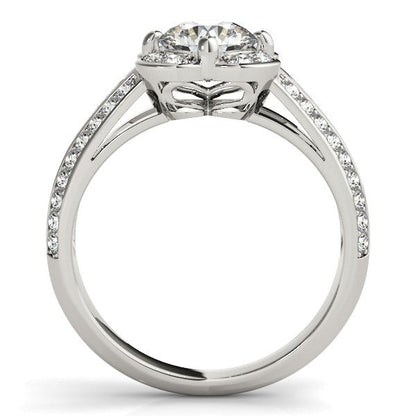 Round Diamond Floral Motif Engagement Ring in 14k White Gold (1 3/8 cttw) by Bids.com