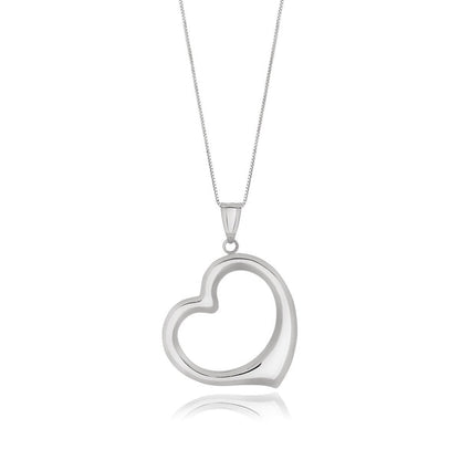 14k White Gold Floating Heart Drop Pendant by Bids.com