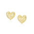 14k Yellow Gold Puffed Heart Earrings with Diamond Cuts - accessories