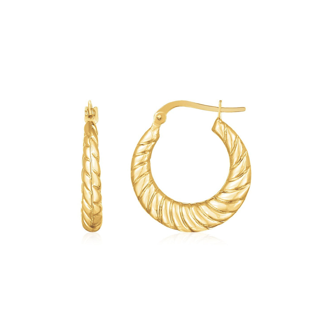 14K Yellow Gold Polished Twisted Cable Graduated Hoops - accessories