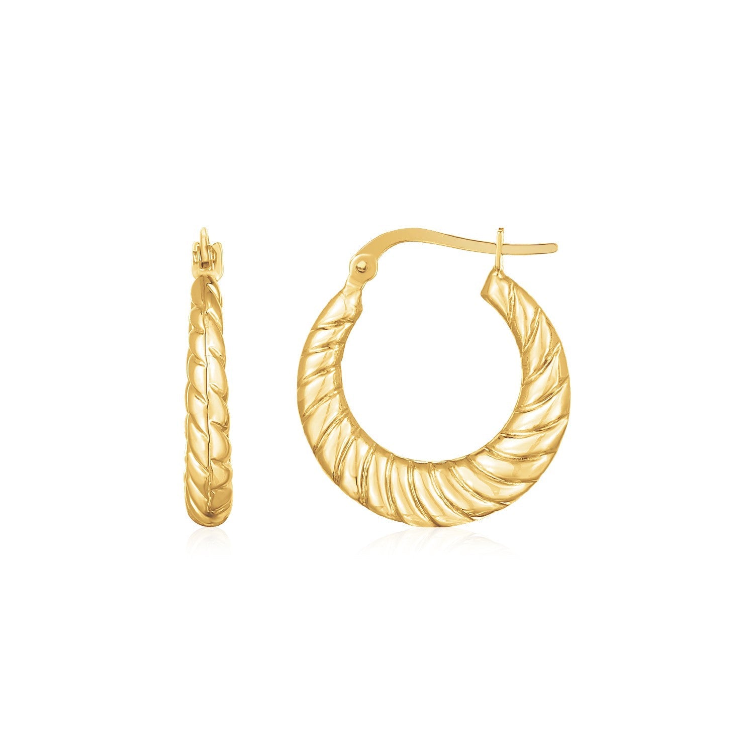 14K Yellow Gold Polished Twisted Cable Graduated Hoops - accessories