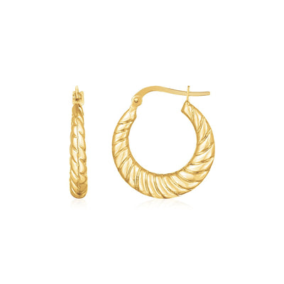 14K Yellow Gold Polished Twisted Cable Graduated Hoops - accessories