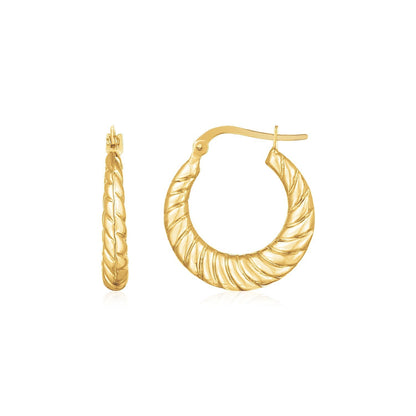 14K Yellow Gold Polished Twisted Cable Graduated Hoops 