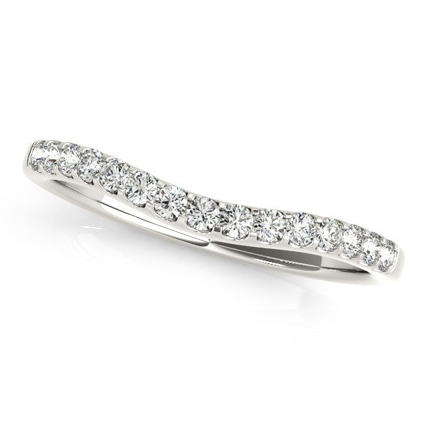 14k White Gold Round Pave Setting Curvy Diamond Wedding Band (1/4 cttw) by Bids.com