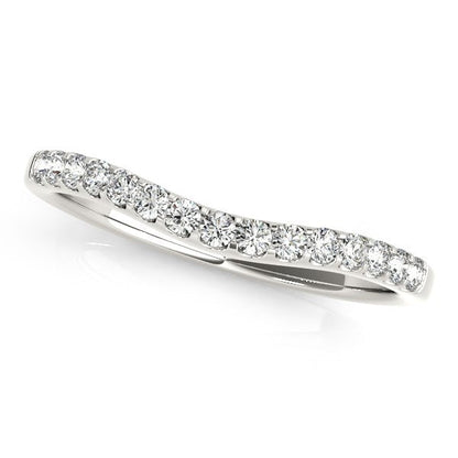 14k White Gold Round Pave Setting Curvy Diamond Wedding Band (1/4 cttw) by Bids.com