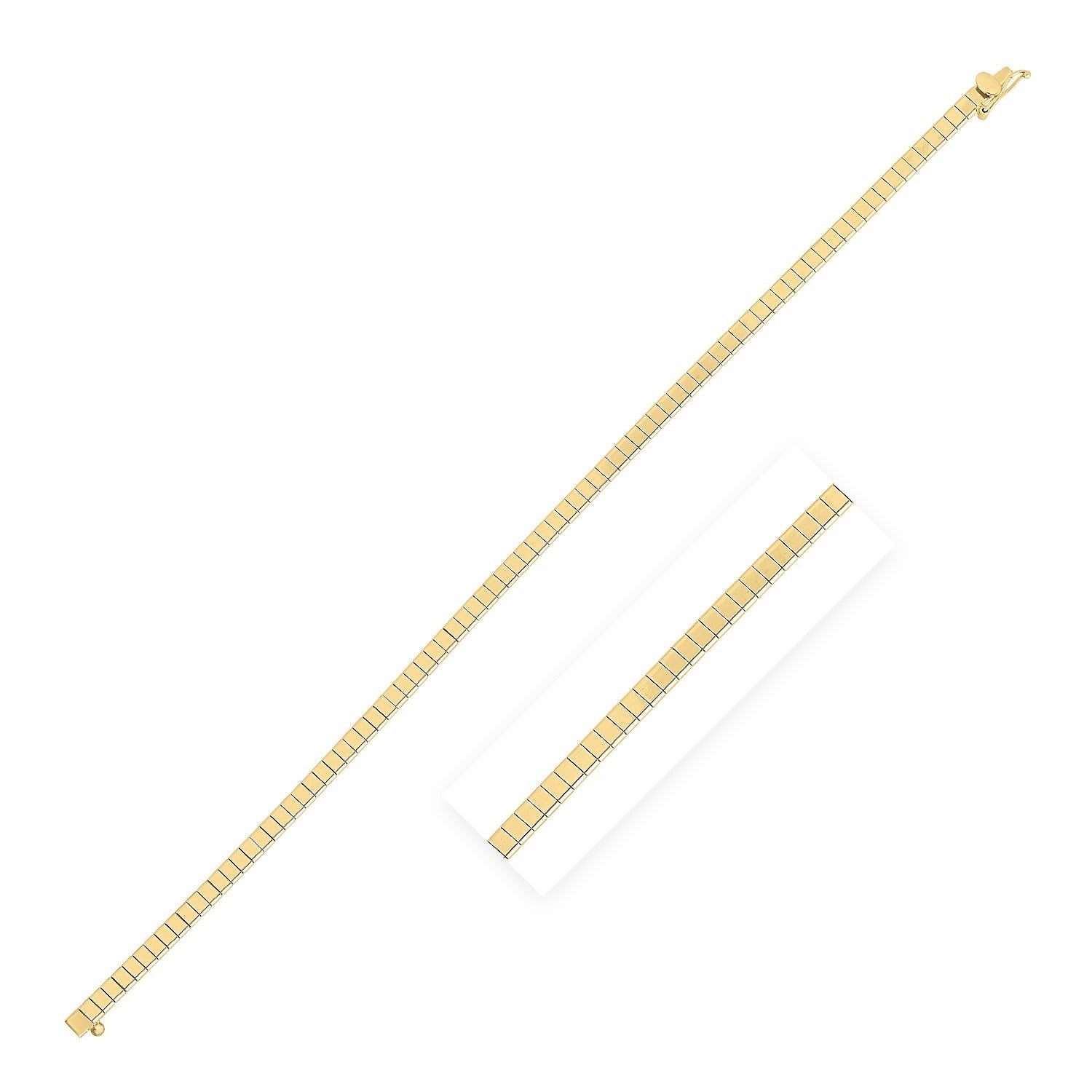 14k Yellow Gold Brick Omega Bracelet (3.20 mm)  DestGlow
