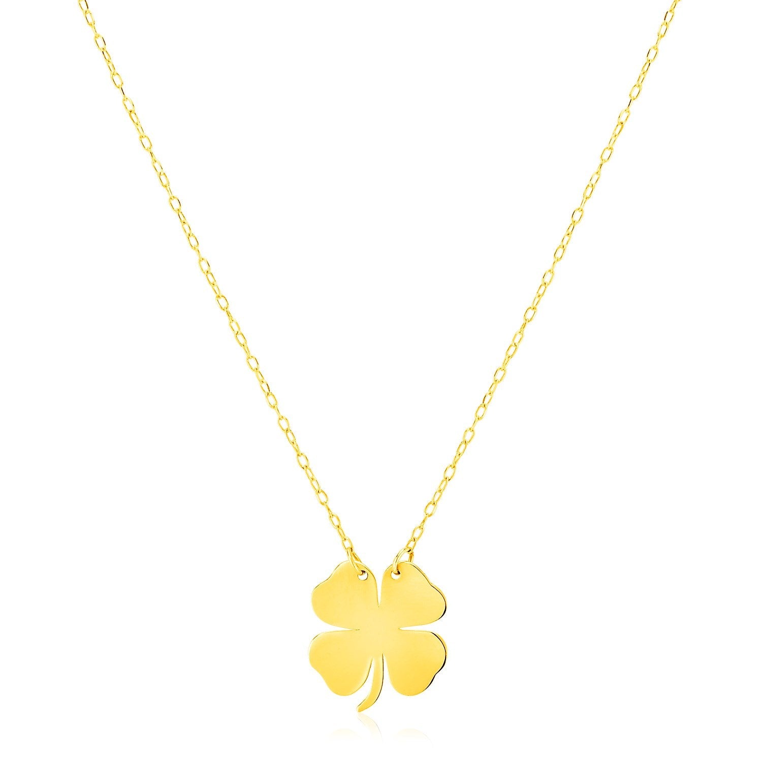 14K Yellow Gold Four Leaf Clover Necklace - necklaces