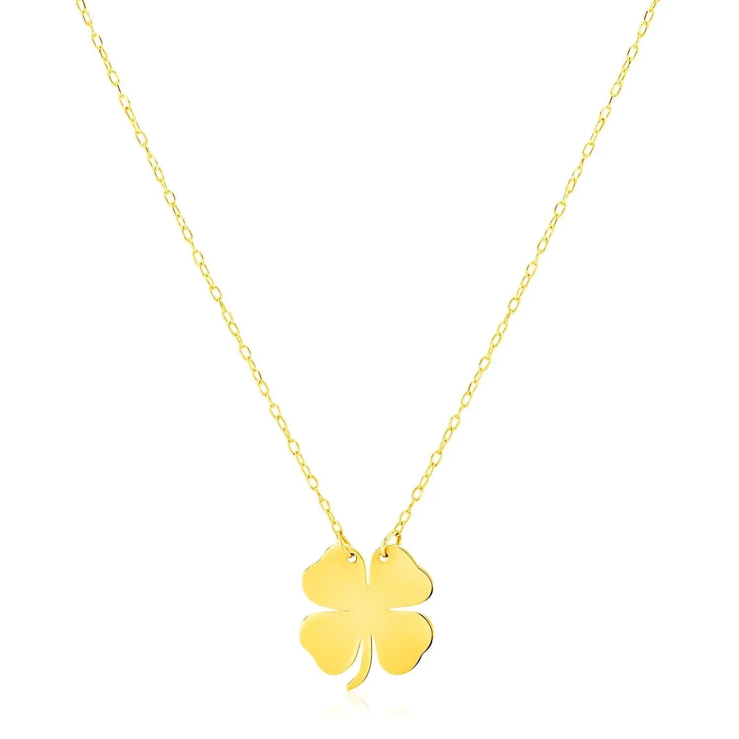 14K Yellow Gold Four Leaf Clover Necklace 