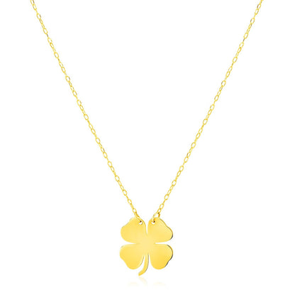 14K Yellow Gold Four Leaf Clover Necklace by Avera Group