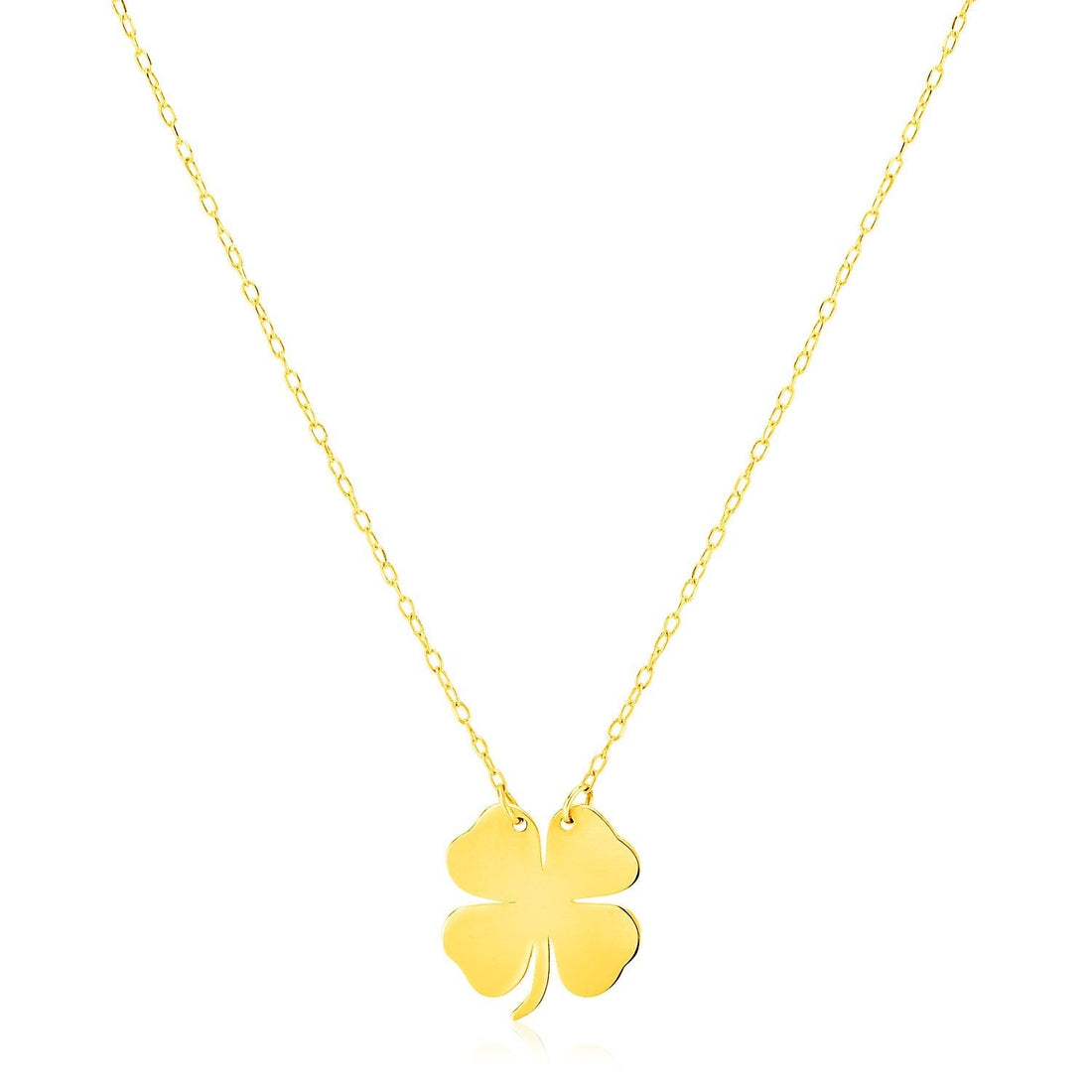 14K Yellow Gold Four Leaf Clover Necklace 