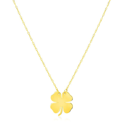 14K Yellow Gold Four Leaf Clover Necklace 