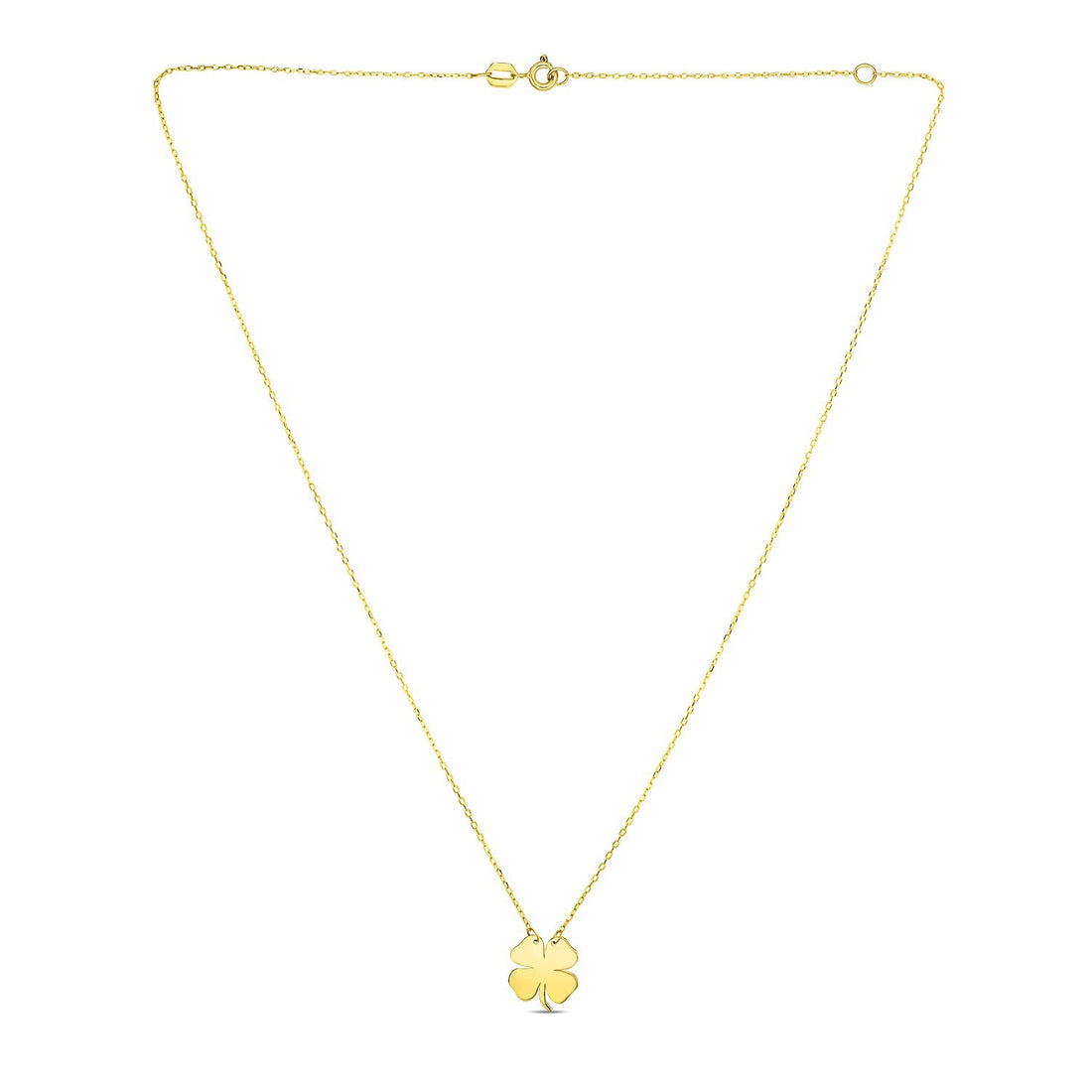 14K Yellow Gold Four Leaf Clover Necklace - DestGlow