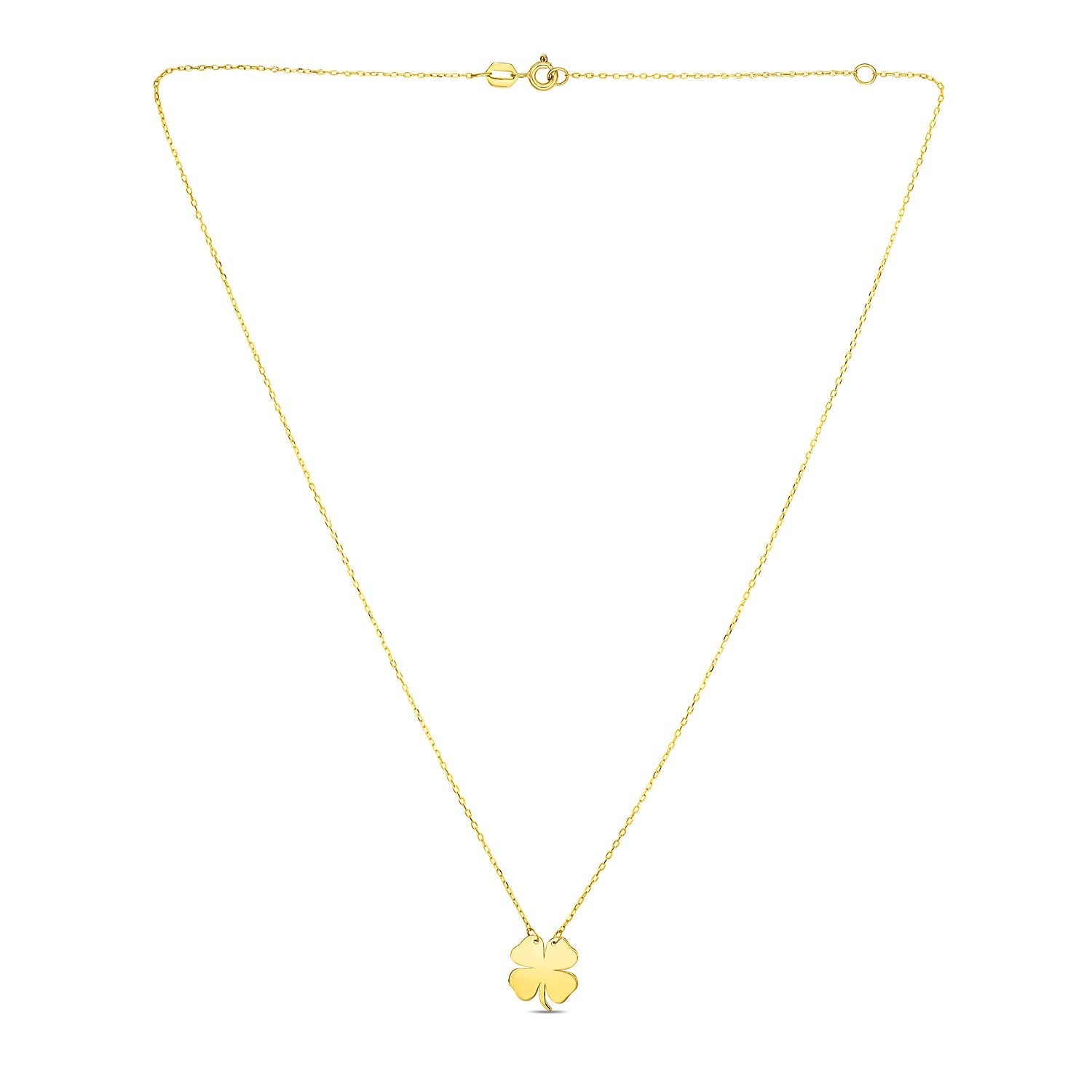 14K Yellow Gold Four Leaf Clover Necklace - DestGlow