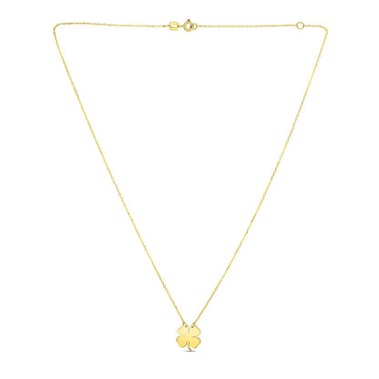 14K Yellow Gold Four Leaf Clover Necklace - DestGlow