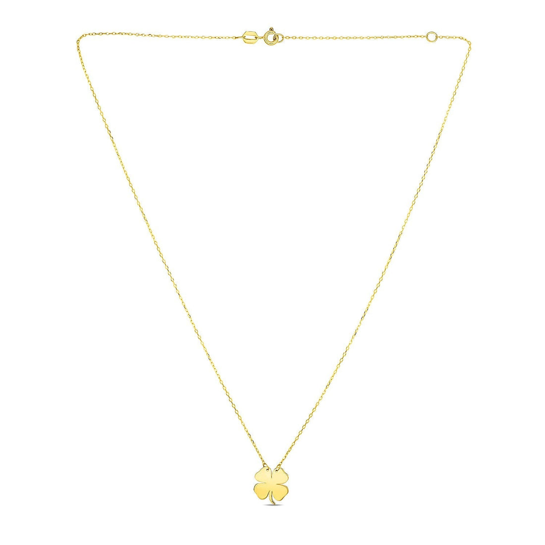 14K Yellow Gold Four Leaf Clover Necklace 