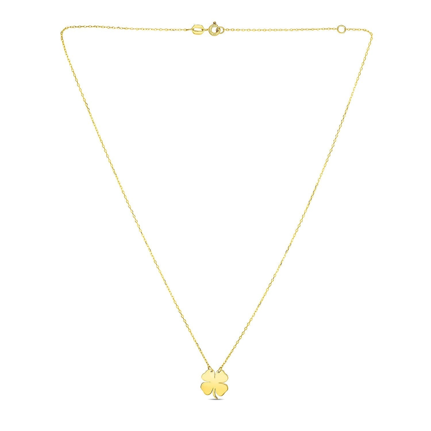 14K Yellow Gold Four Leaf Clover Necklace 