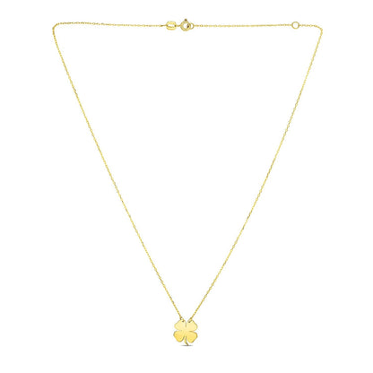14K Yellow Gold Four Leaf Clover Necklace 