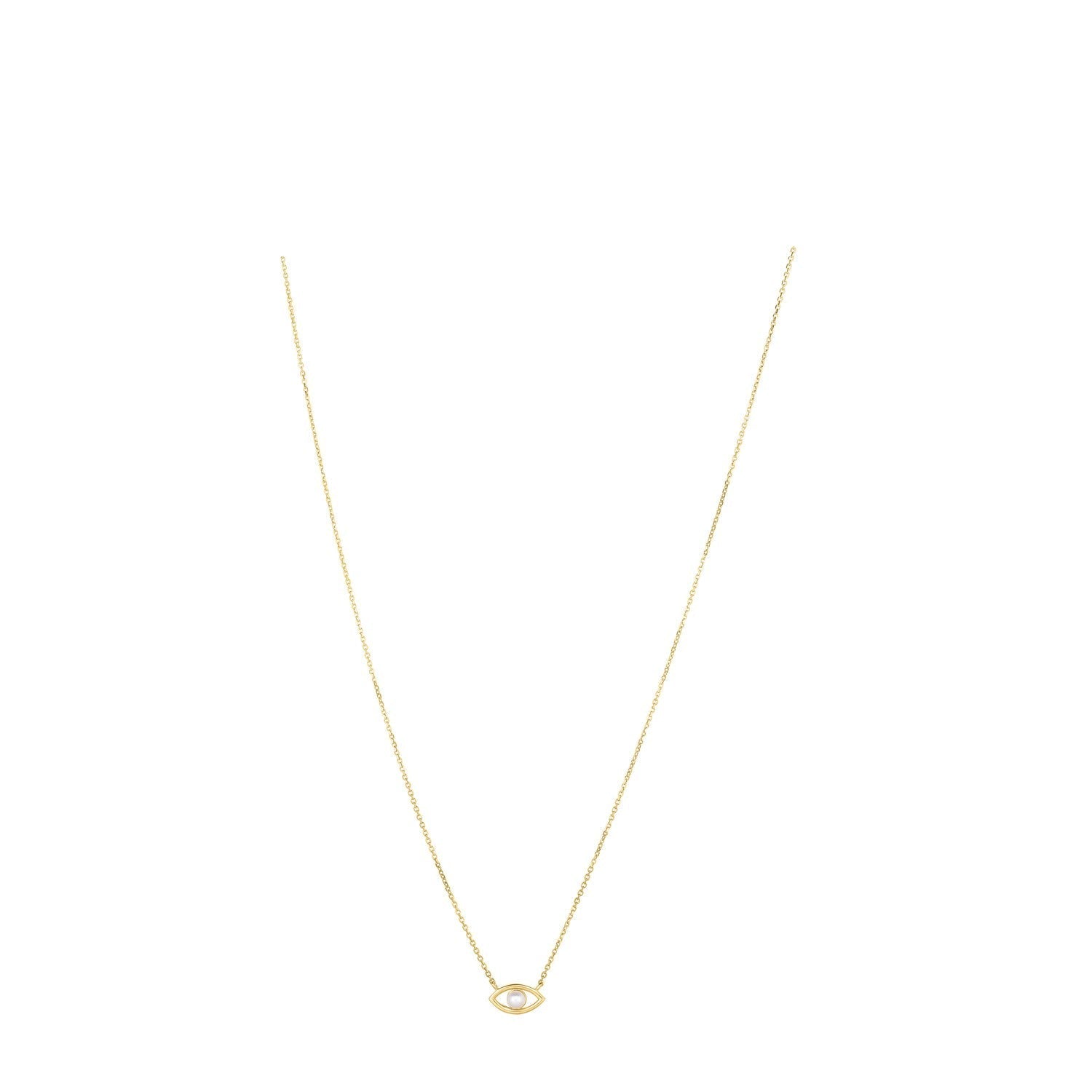 14k Yellow Gold Pearl Evil Eye Necklace  DestGlow