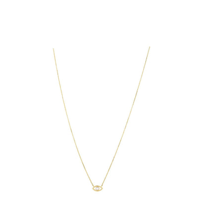 14k Yellow Gold Pearl Evil Eye Necklace  DestGlow