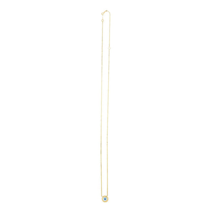 14k Yellow Gold Pearl Evil Eye Necklace  DestGlow