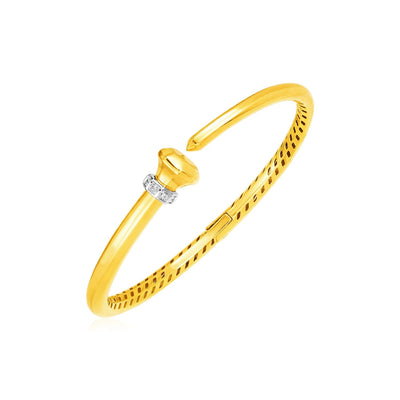 14k Yellow Gold Hinged Bangle Bracelet with Diamonds - bracelets