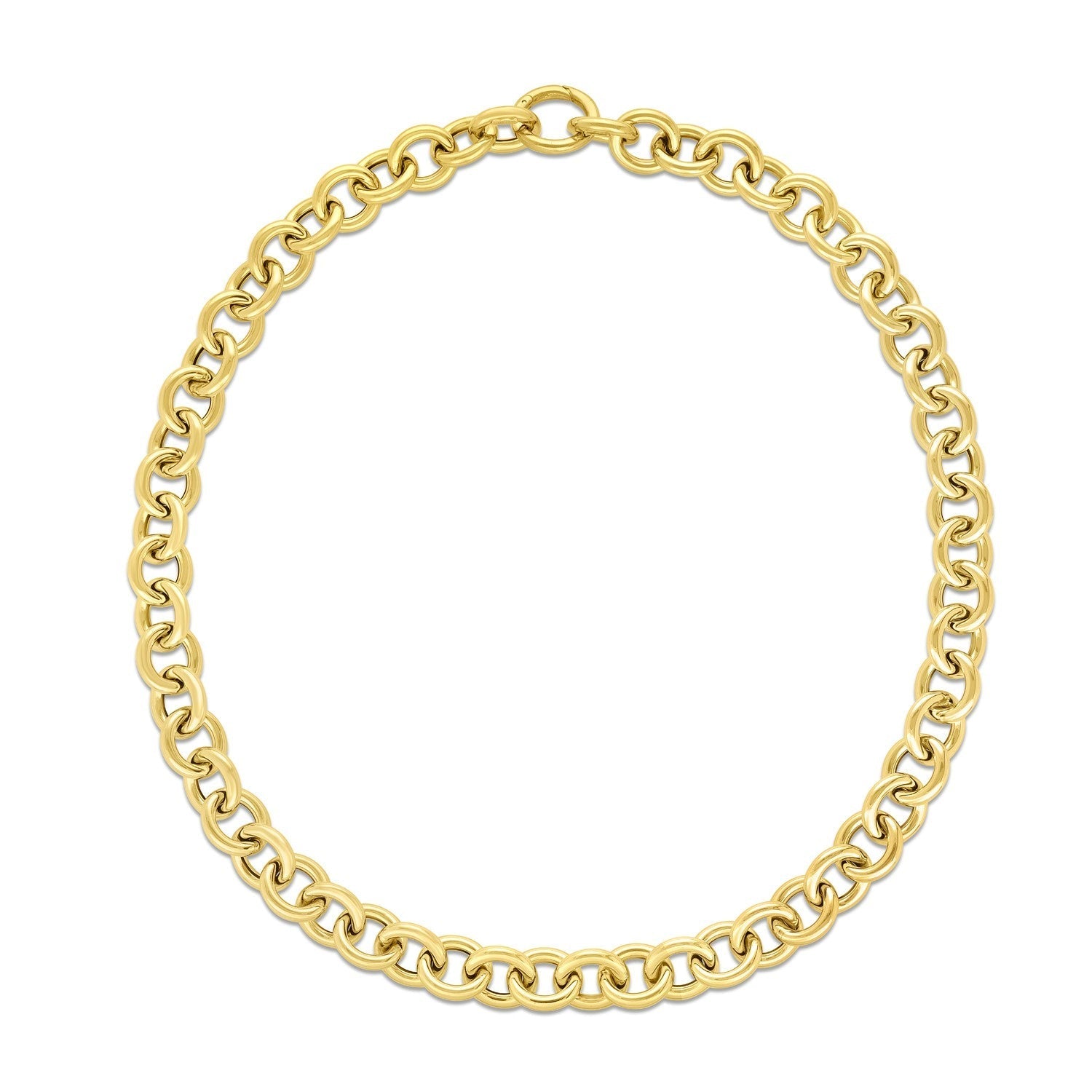 14k Yellow Gold Round Link Chain Necklace 
