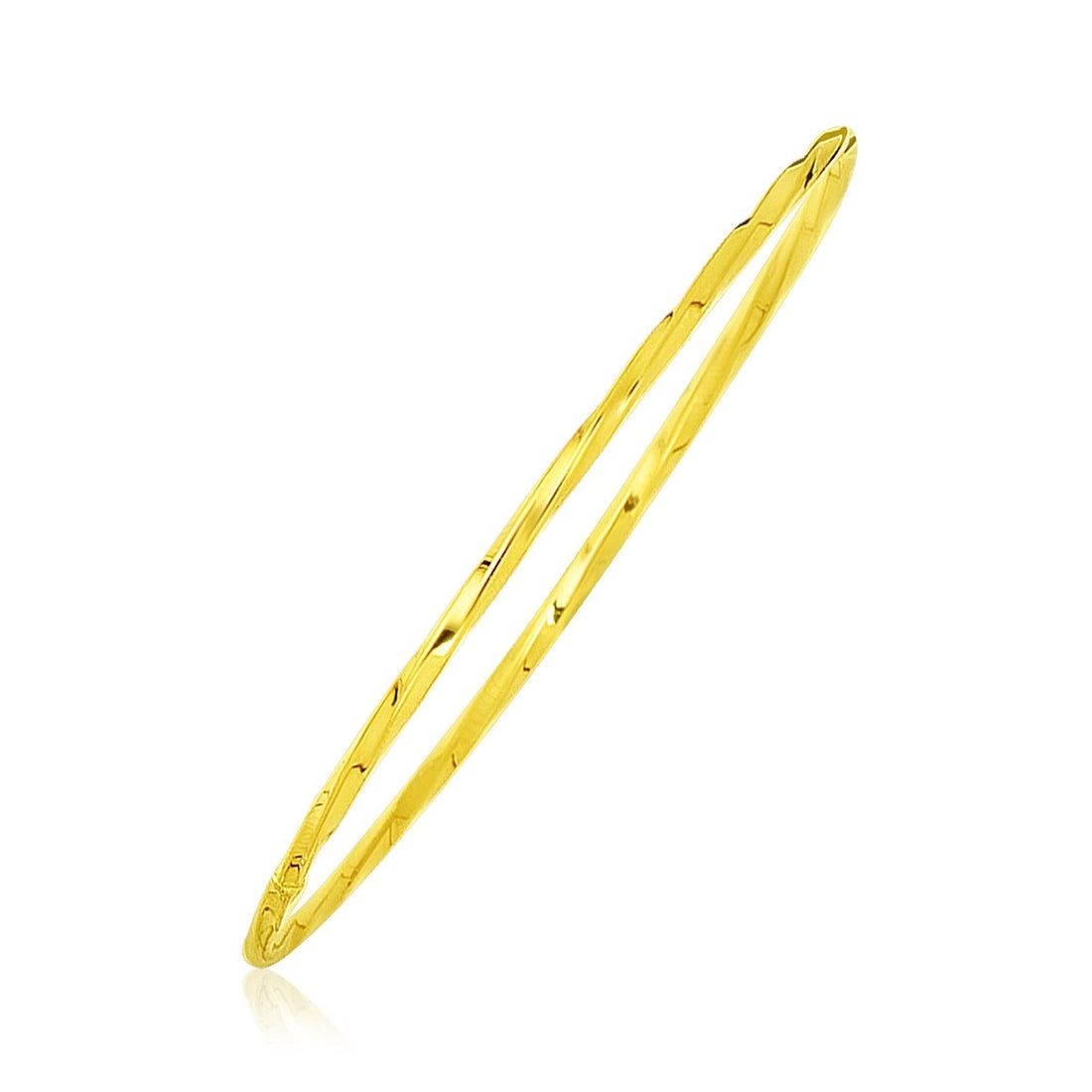 14k Yellow Gold Thin Twisted Shiny Bangle  DestGlow