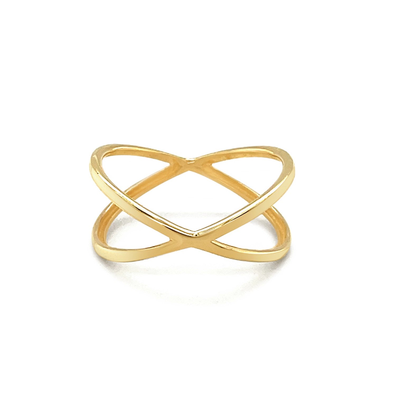 14k Yellow Gold Polished X Profile Ring - DestGlow