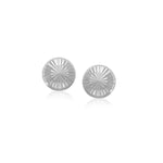 14k White Gold Textured Flat Style Stud Earrings(6mm) - earrings