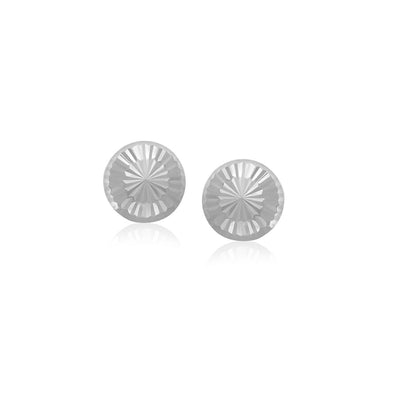 14k White Gold Textured Flat Style Stud Earrings(6mm) - earrings