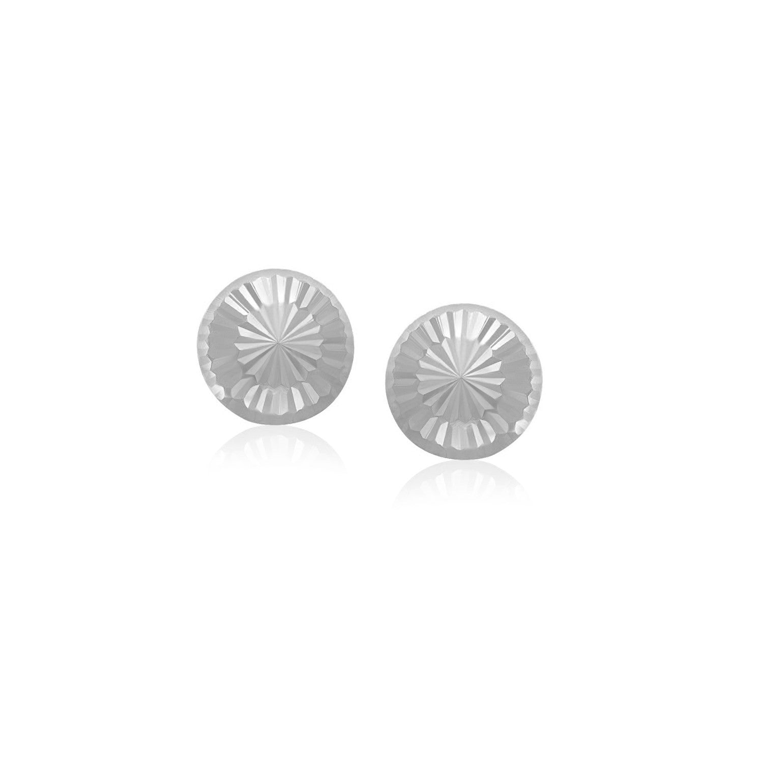 14k White Gold Textured Flat Style Stud Earrings - earrings
