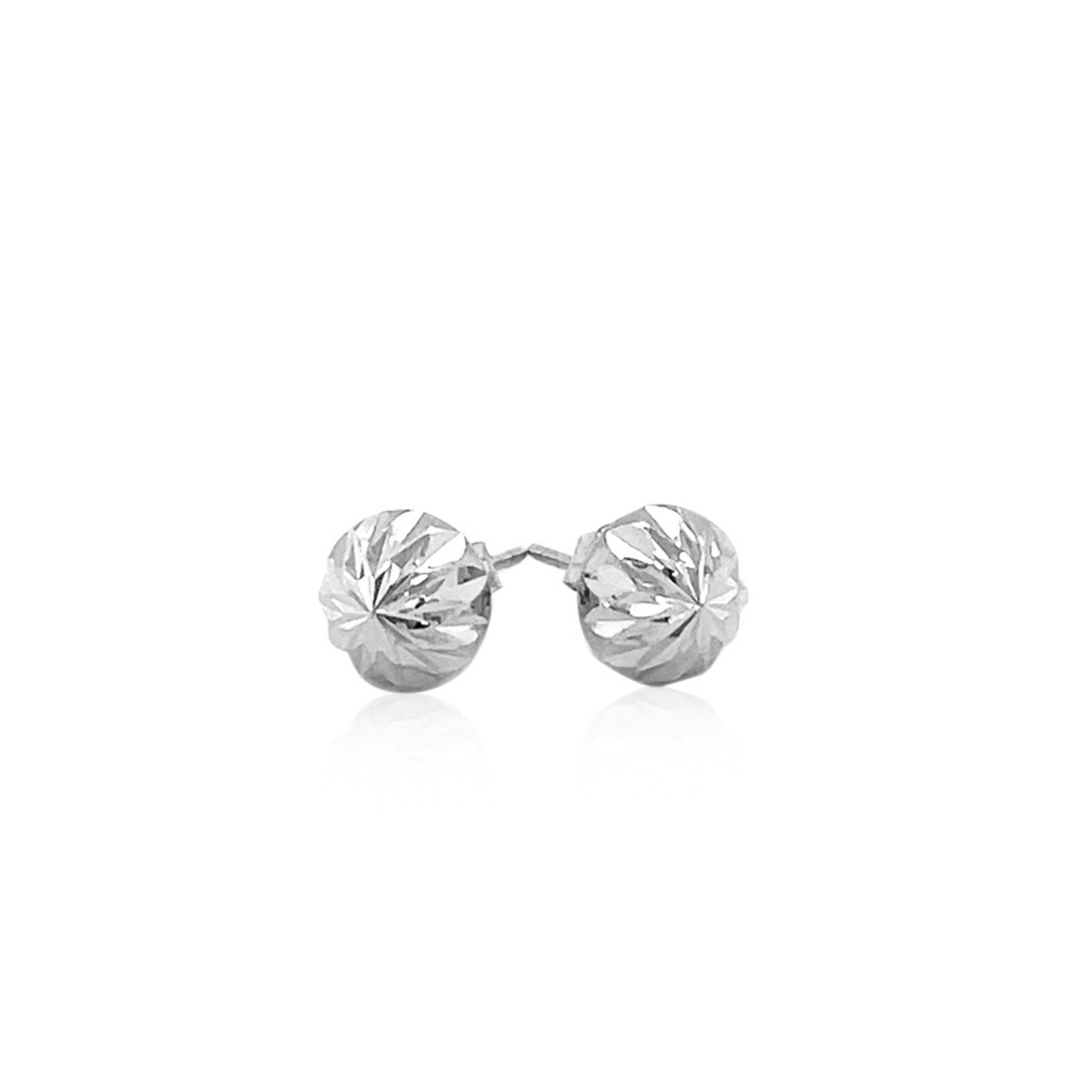 14k White Gold Textured Flat Style Stud Earrings(6mm) - DestGlow