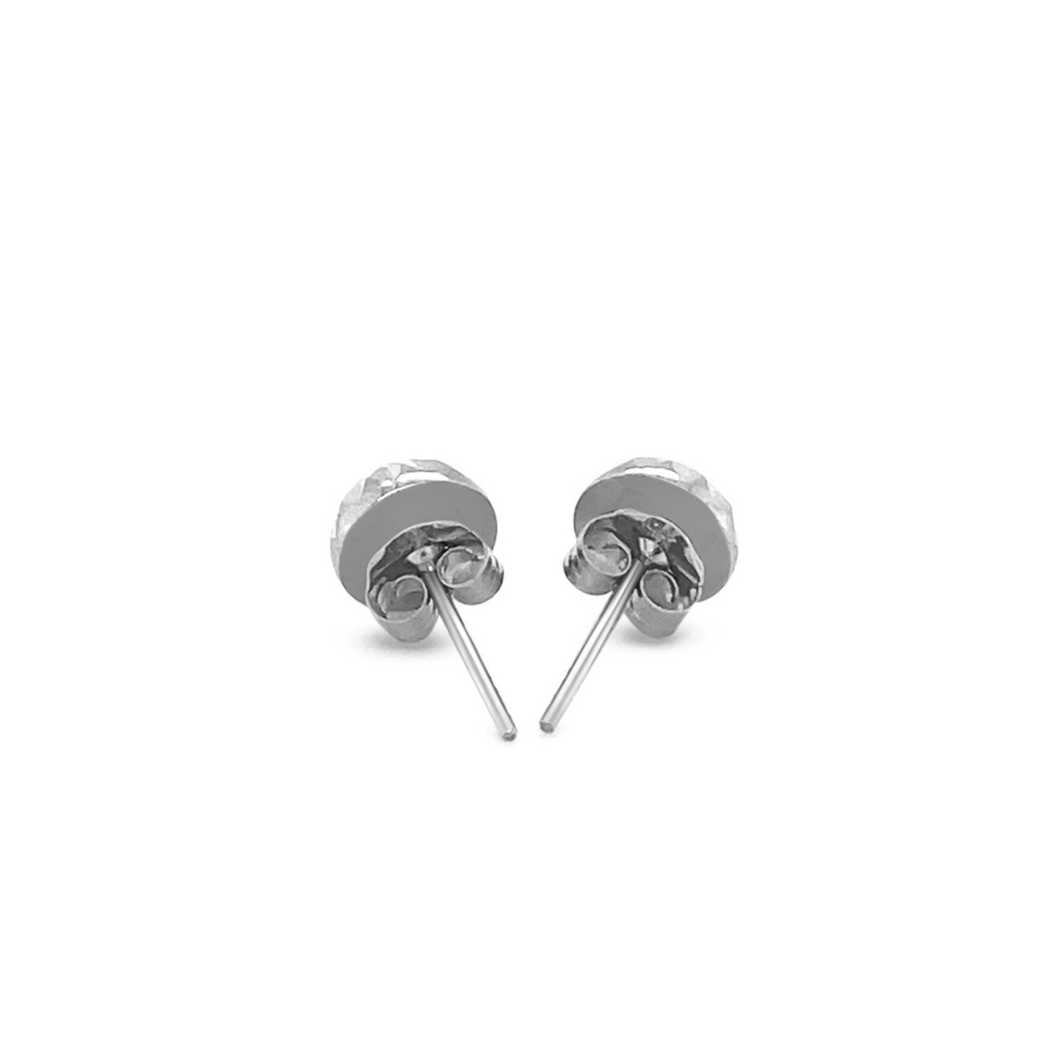 14k White Gold Textured Flat Style Stud Earrings(6mm) - DestGlow