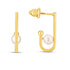 14k Yellow Gold J Hoop Pearl Earrings - earrings