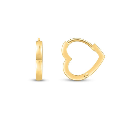14k Yellow Gold Heart Huggie Hoops - accessories