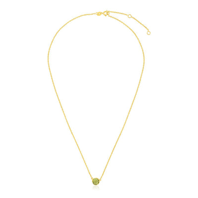 14k Yellow Gold 17 inch Necklace with Round Peridot - necklaces