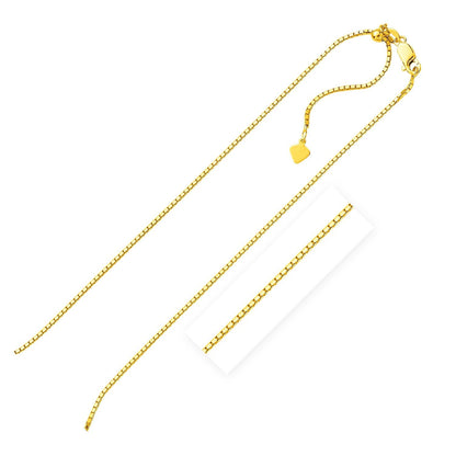 Sterling Silver Yellow Finish Adjustable Box Chain (1.40 mm) 