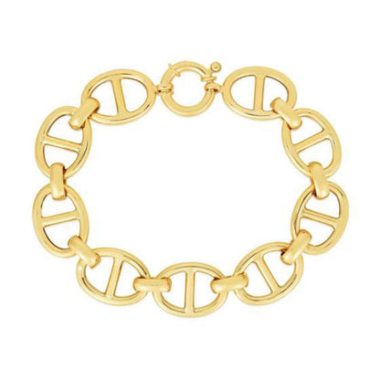 14k Yellow Gold High Polish Mariner Link Bracelet  (13.80 mm)  DestGlow