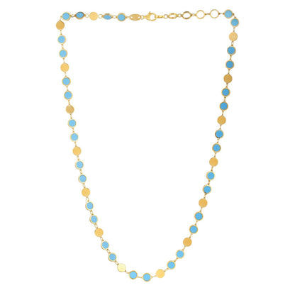 14k Yellow Gold Turquoise Geometric Mirror Gem Chain Necklace (5.00 mm) by Bids.com