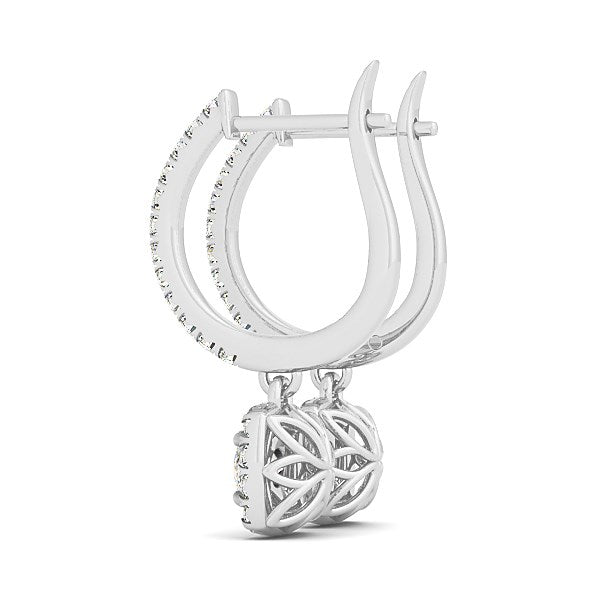 Cushion Shape Halo Style Diamond Drop Earrings in 14k White Gold (1/2 cttw) by Bids.com