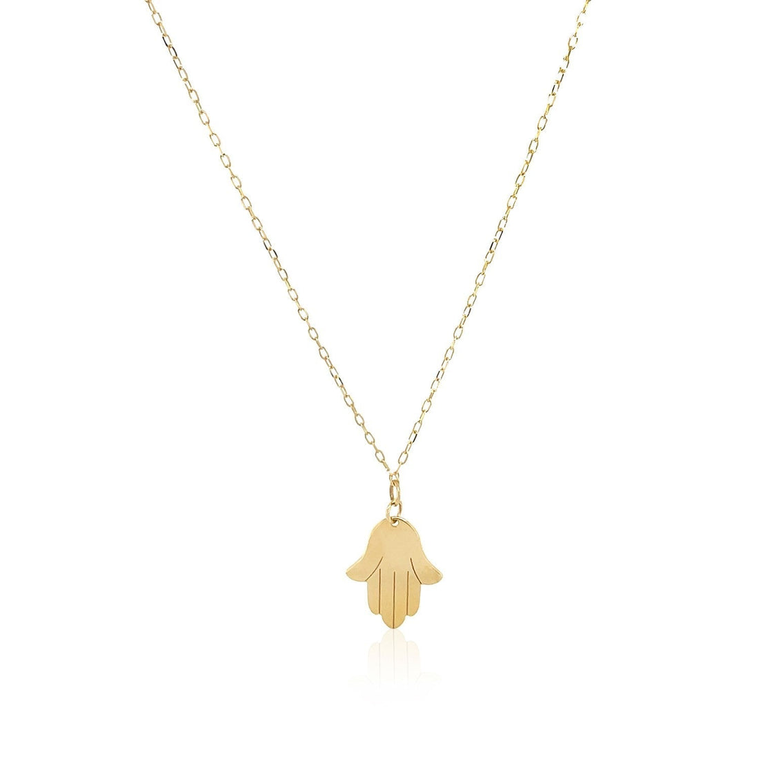14K Yellow Gold Hand of Hamsa Necklace 