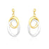 14k Two-Tone Gold Drop Earrings with Interlaced Oval Sections - earrings