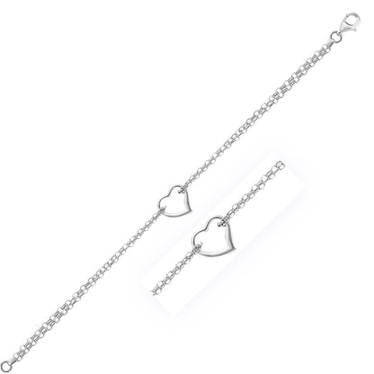 14k White Gold Cable Chain Anklet with Open Heart Station by Bids.com