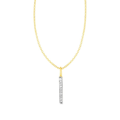 14k Yellow Gold Bar Pendant with Diamonds