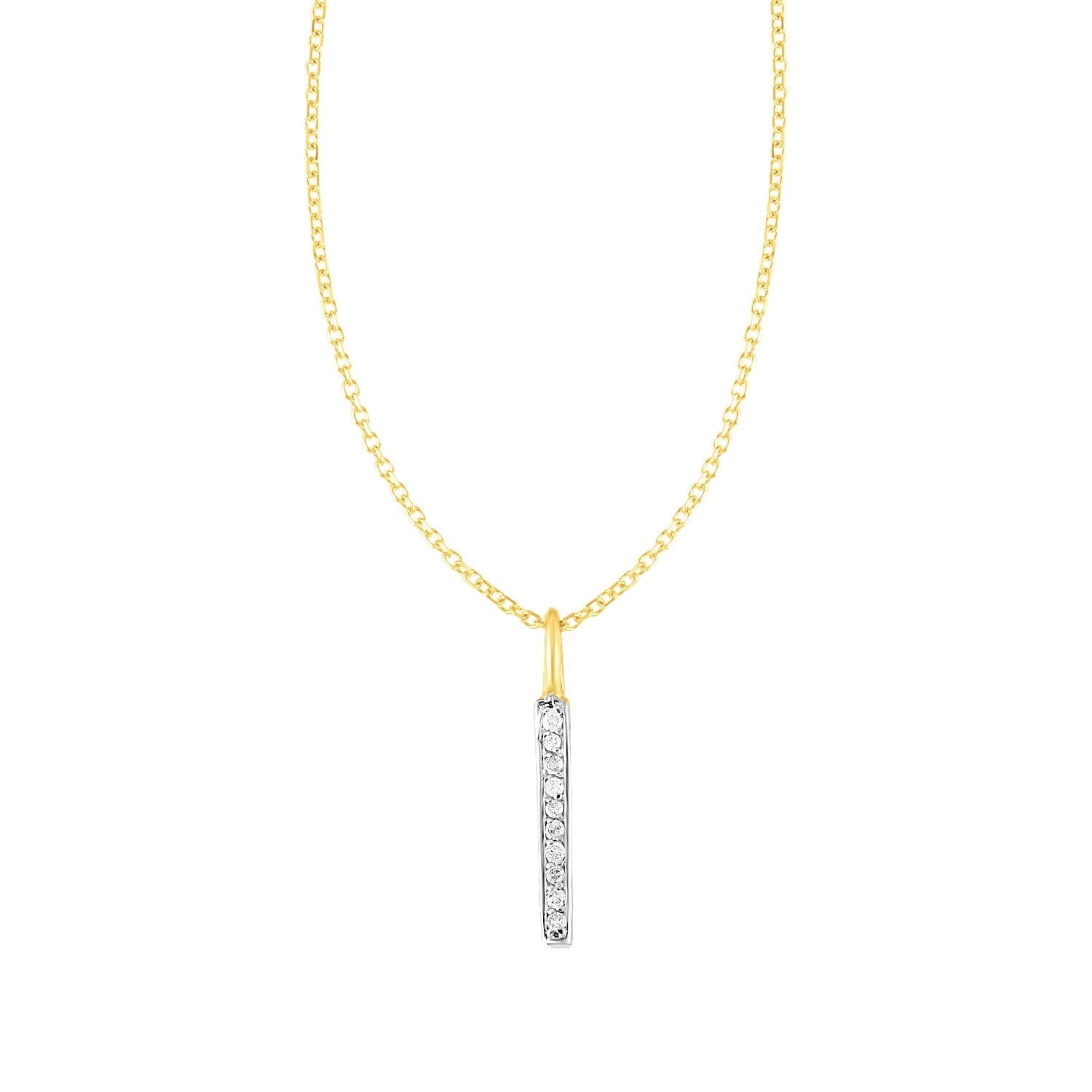 14k Yellow Gold Bar Pendant with Diamonds by Bids.com